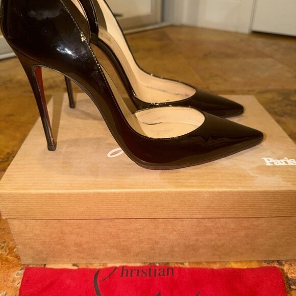 Christian Louboutin Iriza 100 Black Patent Pumps - Picture 6 of 10